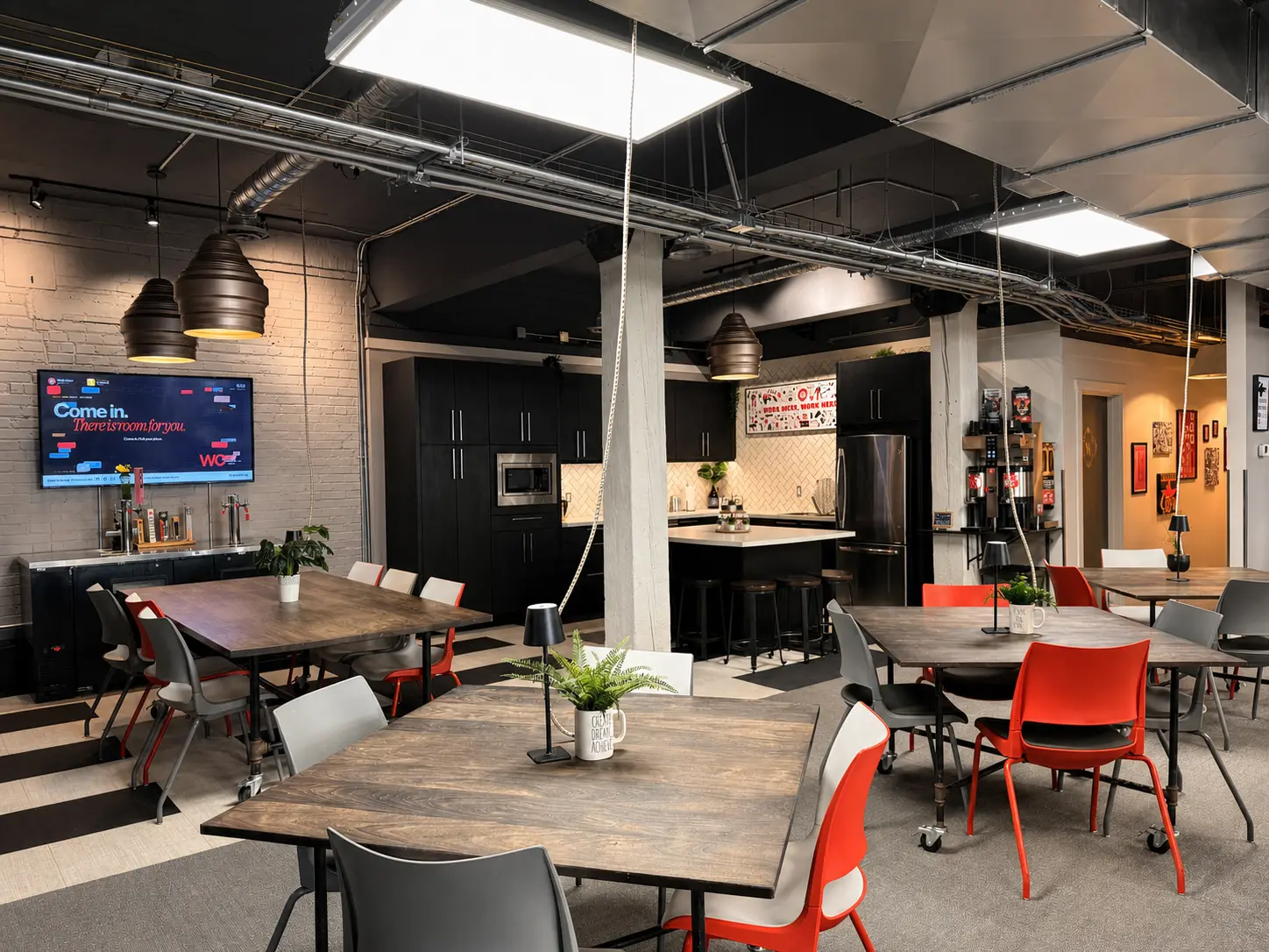 Long tables and the open kitchen inside Westcoast